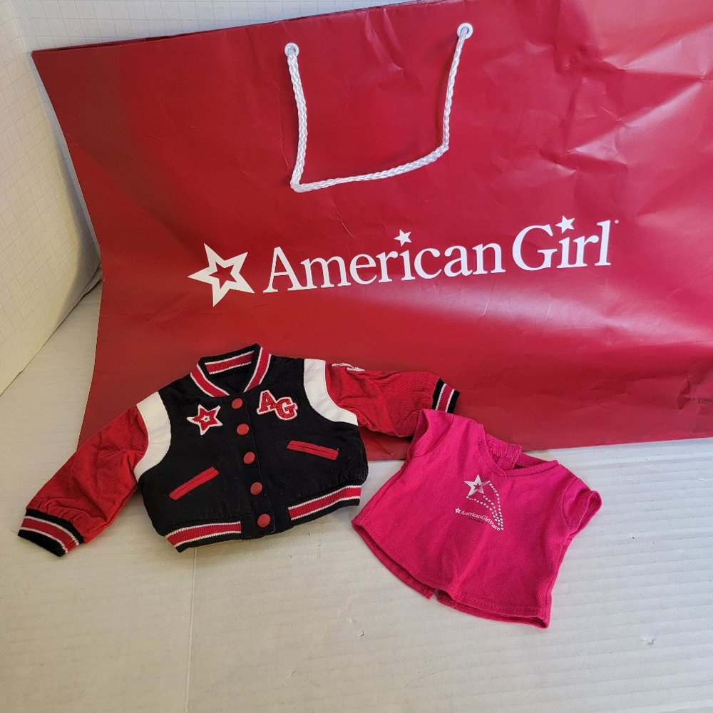 AG American Girl Place Doll Chicago Varsity Jacket Shirt Black Red Letterman 18"